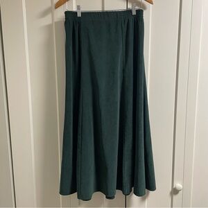 90s Degage Forest Green A Line Flare Maxi Skirt Sueded Size Large